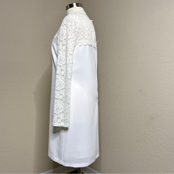 Laundry Shelli Segal Ivory Dress Size 12 Bride Lace Shift BHLDN Wedding Formal - Picture 5 of 15